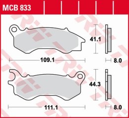 TRW ZF KLOCKI HAMULCOWE KH603 ORGANIC HONDA NSC 50/110 '12-, PCX 125/150 '10-, KYMCO PEOPLE 125 '16-, PEUGEOT DJANGO 50/125/150 
