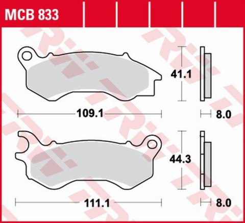 TRW ZF KLOCKI HAMULCOWE KH603 ORGANIC HONDA NSC 50/110 '12-, PCX 125/150 '10-, KYMCO PEOPLE 125 '16-, PEUGEOT DJANGO 50/125/150 