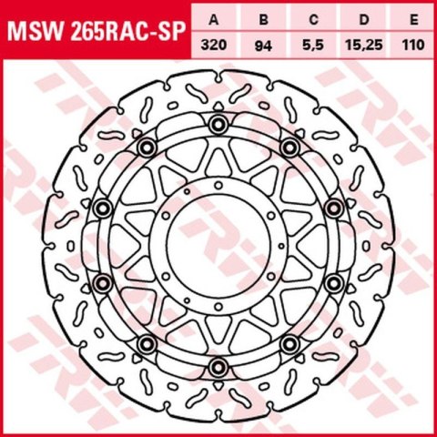 TRW ZF TARCZA HAMULCOWA PRZÓD HONDA CBR 1000R/RR FIREBLADE '08-'16 (320X94X5,5MM) WAVE TRW ZF TARCZA HAMULCOWA PRZÓD HONDA CBR 1000R/RR FIREBLADE '08-'16 (320X94X5,5MM) WAVE