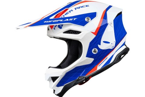 UFO KASK DIAMOND CROSS CARBON FIBERGLASS MADE IN ITALY KOLOR BIAŁY/CZERWONY/NIEBIESKI ROZMIAR XL