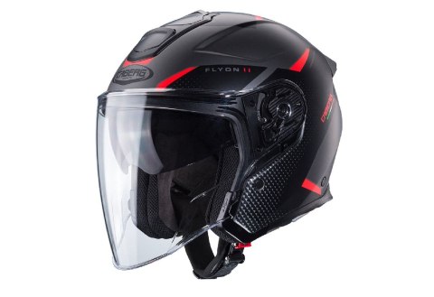CABERG KASK OTWARTY JET OTWARTY FLYON II BOSS KOLOR CZARNY/SZARY/CZERWONY MAT ROZMIAR S