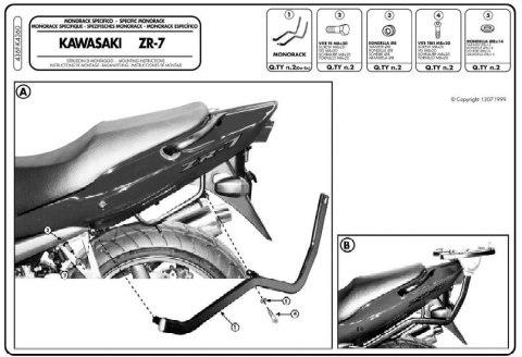KAPPA STELAŻ KUFRA CENTRALNEGO KAWASAKI ZR7 / ZR7S 750 (99-04) ( BEZ PŁYTY ) KAPPA STELAŻ KUFRA CENTRALNEGO KAWASAKI ZR7 / ZR7S 750 (99-04) ( BEZ PŁYTY )
