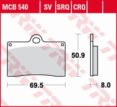 TRW ZF KLOCKI HAMULCOWE KH095 ORGANIC APRILIA RS4 125 '11-'16, DUCATI MONSTER 600 '94-'98, KTM DUKE 620 '94-'98, MOTO GUZZI CALI TRW ZF KLOCKI HAMULCOWE KH095 ORGANIC APRILIA RS4 125 '11-'16, DUCATI MONSTER 600 '94-'98, KTM DUKE 620 '94-'98, MOTO GUZZI CALI