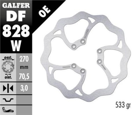 GALFER TARCZA HAMULCOWA PRZÓD TM RACING EN 125/250/450/530 '04-14, EN 125/300 '15-21, MX 125-530 '05- (270X70,5X3MM) (6X6,5MM) W GALFER TARCZA HAMULCOWA PRZÓD TM RACING EN 125/250/450/530 '04-14, EN 125/300 '15-21, MX 125-530 '05- (270X70,5X3MM) (6X6,5MM) W