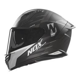 NOX KASK INTEGRALNY (FULL FACE) Z BLENDĄ N401 CROWER KOLOR CZARNY/SREBRNY MAT ROZMIAR S