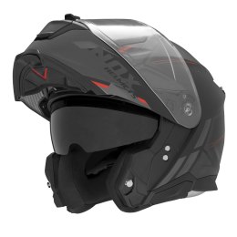 NOX KASK SZCZĘKOWY (FLIP-UP) Z BLENDĄ N967 SYNCHRO KOLOR CZARNY/CZERWONY/SZARY MAT ROZMIAR L