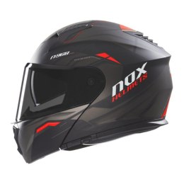 NOX KASK SZCZĘKOWY (FLIP-UP) Z BLENDĄ N968 ULTRA KOLOR CZARNY/CZERWONY MAT ROZMIAR XL