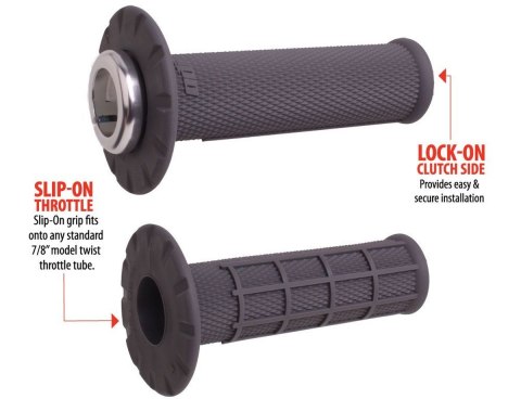 ODI MANETKI OFF ROAD HALF WAFFLE UNIVERSAL LOCK-ON GRIP SET KOLOR SZARY