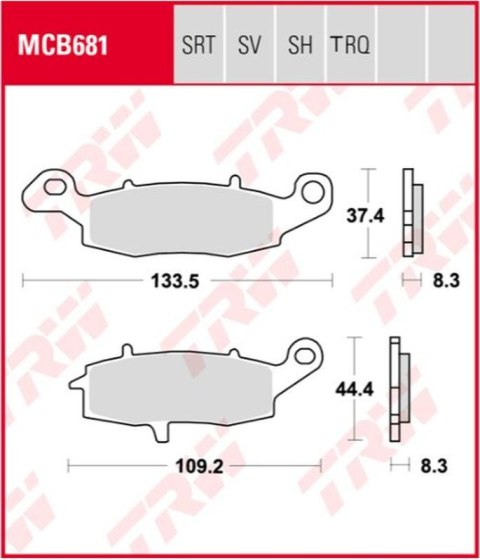 TRW ZF KLOCKI HAMULCOWE KH231 SINTER RACING KAWASAKI ER6 06-16, VERSYS 650 07-14, Z 750, 04-06, ZR7 99-04, W 800 '11-, GPZ 1100 