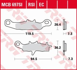 TRW ZF KLOCKI HAMULCOWE KH258 SIMTER OFFROAD KAWASAKI KX 80/85 '97-, KX 100 '97-'09, KLR 250 '99-'12, SUZUKI RM 85 '05-, PRZÓD
