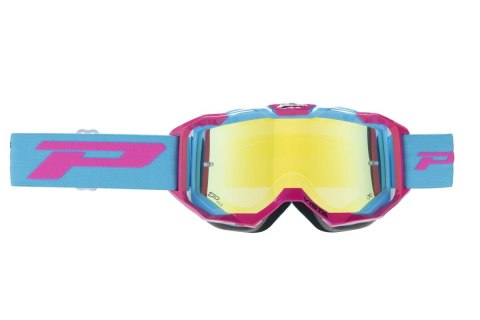 PROGRIP GOGLE PG3303-407 FL VISTA KOLOR FUXIA NIEBIESKI (SZYBA PG3347 ŻÓŁTA LUSTRZANA, ANTISCRATCH, NO FOG, ANTI UV + SZYBA PG33
