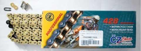 CZ ŁAŃCUCH NAPĘDOWY 428 MX (132 OGNIW) ZŁOTY (MOTOCROSS DO 110 CCM) (23,0 KN) + ZAPINKA CZ ŁAŃCUCH NAPĘDOWY 428 MX (132 OGNIW) ZŁOTY (MOTOCROSS DO 110 CCM) (23,0 KN) + ZAPINKA
