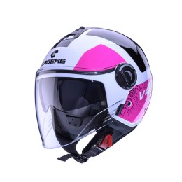 CABERG KASK OTWARTY JET Z BLENDĄ MODEL RIVIERA V4X ALPHA KOLOR BIAŁY/CZARNY/FUKSJA (INTENSYWNY ODCIEŃ RÓŻOWEGO) ROZMIAR M