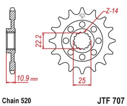 JT ZĘBATKA PRZEDNIA 2145 14 APRILIA 450/550 RXV-SXV 06-12 (214514JT) (ŁAŃC.520)