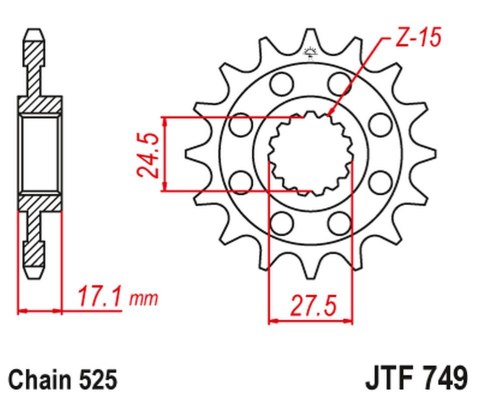 JT ZĘBATKA PRZEDNIA 2249 16 Z GUMĄ DUCATI PANIGALE 1199/1299 '12-'16 (224916JT) (ŁAŃC.525) JT ZĘBATKA PRZEDNIA 2249 16 Z GUMĄ DUCATI PANIGALE 1199/1299 '12-'16 (224916JT) (ŁAŃC.525)