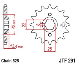 JT ZĘBATKA PRZEDNIA 291 17 HONDA CB 450S '86-'89 (29117JT) (ŁAŃC. 525)