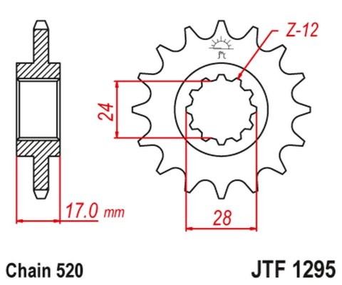 JT ZĘBATKA PRZEDNIA 295M 14 HONDA CBR 600 F2/F3 '91-98' (295M14JT) (ŁAŃC. 520) KONWERSJA JT ZĘBATKA PRZEDNIA 295M 14 HONDA CBR 600 F2/F3 '91-98' (295M14JT) (ŁAŃC. 520) KONWERSJA