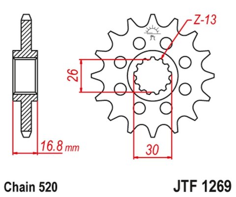 JT ZĘBATKA PRZEDNIA 347M 15 HONDA CBR 600/900/929/954/1000, VTR 1000 SP1/2 (347M15JT) (ŁAŃC. 520) KONWERSJA