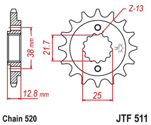 JT ZĘBATKA PRZEDNIA 511 16 KAWASAKI KLR 650 '90-'14 (51116JT) (ŁAŃC. 520) JT ZĘBATKA PRZEDNIA 511 16 KAWASAKI KLR 650 '90-'14 (51116JT) (ŁAŃC. 520)