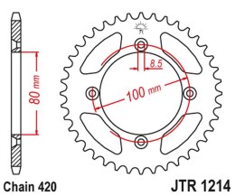 JT ZĘBATKA TYLNA 238 46 HONDA CRF 70 '04-12'; CRF 110 '13-21', XR 70/80 '97-03', CR 50/80 '82-84' (23846JT) (ŁAŃC.420)