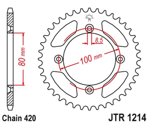 JT ZĘBATKA TYLNA 238 46 HONDA CRF 70 '04-12'; CRF 110 '13-21', XR 70/80 '97-03', CR 50/80 '82-84' (23846JT) (ŁAŃC.420)