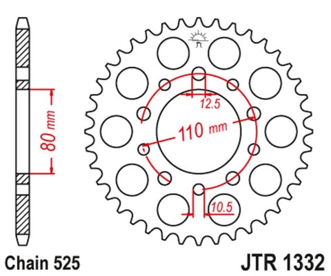 JT ZĘBATKA TYLNA 4350 45 HONDA VT 600C SHADOW '90-'07, XRV 750 AFRICA TWIN '93-'03 (435045JT) (ŁAŃC. 525) JT ZĘBATKA TYLNA 4350 45 HONDA VT 600C SHADOW '90-'07, XRV 750 AFRICA TWIN '93-'03 (435045JT) (ŁAŃC. 525)