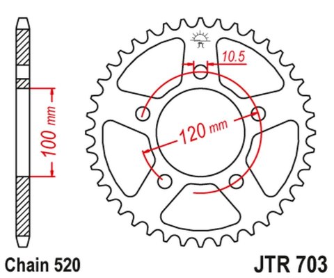JT ZĘBATKA TYLNA 4396 43 APRILIA RS / TUONO 660 '21-'24, TOUNO FACTORY 660 '22, (439643JT) (ŁAŃC. 520) (OEM: CM306201) JT ZĘBATKA TYLNA 4396 43 APRILIA RS / TUONO 660 '21-'24, TOUNO FACTORY 660 '22, (439643JT) (ŁAŃC. 520) (OEM: CM306201)