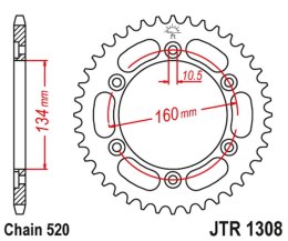 JT ZĘBATKA TYLNA 4400 43 ALUMINIOWA HONDA CBR 600/900/929/954/1000 (440045JTA) (ŁAŃC. 520) KOLOR CZARNY