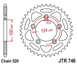 JT ZĘBATKA TYLNA 4444 43 DUCATI PANIGALE 899 14-15, SCRAMBLER 800 15-18 (-2) (444443JT) (ŁAŃC.520)
