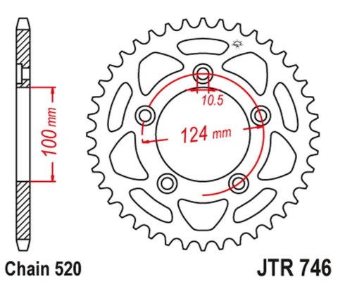 JT ZĘBATKA TYLNA 4444 43 DUCATI PANIGALE 899 14-15, SCRAMBLER 800 15-18 (-2) (444443JT) (ŁAŃC.520) JT ZĘBATKA TYLNA 4444 43 DUCATI PANIGALE 899 14-15, SCRAMBLER 800 15-18 (-2) (444443JT) (ŁAŃC.520)