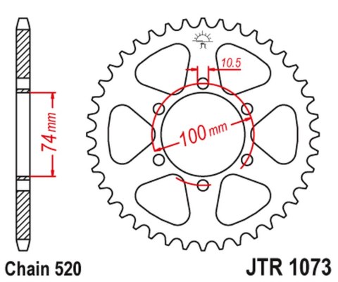JT ZĘBATKA TYLNA 4540 46 HYOSUNG GV 250 '04-'15 (JTR1073.46) (ŁAŃC. 520) JT ZĘBATKA TYLNA 4540 46 HYOSUNG GV 250 '04-'15 (JTR1073.46) (ŁAŃC. 520)