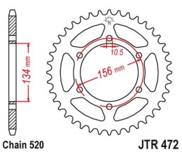 JT ZĘBATKA TYLNA 473 37 KAWASAKI Z 200 '77-83', Z 250 '81-83' (47337JT) (ŁAŃC.520)