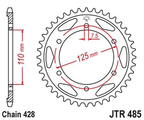 JT ZĘBATKA TYLNA 485 48 GILERA 125 KK/KZ '06-89', 125 COUGAR '01' (48548JT) (ŁAŃC.428) JT ZĘBATKA TYLNA 485 48 GILERA 125 KK/KZ '06-89', 125 COUGAR '01' (48548JT) (ŁAŃC.428)