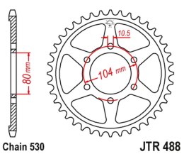 JT ZĘBATKA TYLNA 488 45 KAWASAKI ZXR750 J '91-'92 (48845JT) (ŁAŃC. 530)