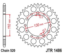 JT ZĘBATKA TYLNA 504 44 HONDA TRX 200 '90-97', KAWASAKI EL 250 '88-03' (50444JT) (ŁAŃC.520)