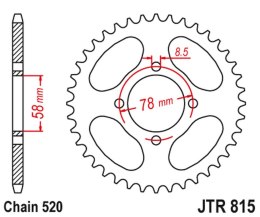 JT ZĘBATKA TYLNA 815 38 SUZUKI GT 185 '74-79 (81538JT) (ŁANC.520) NA ZAMÓWIENIE