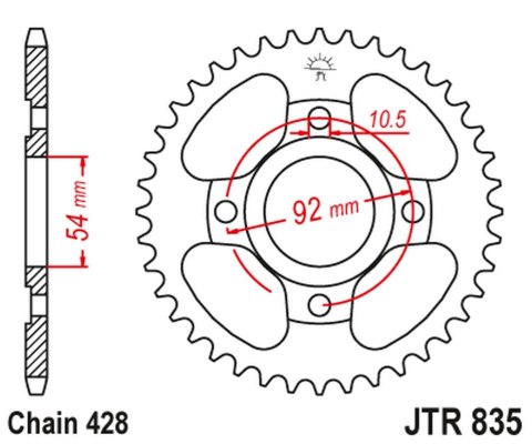 JT ZĘBATKA TYLNA 843 49 YAMAHA SR 125 '82-03 (84349JT) (ŁAŃC. 428) JT ZĘBATKA TYLNA 843 49 YAMAHA SR 125 '82-03 (84349JT) (ŁAŃC. 428)