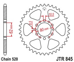 JT ZĘBATKA TYLNA 845 45 YAMAHA SR 250 '79-84, XT 250 '80, YD 250 (84545JT) (ŁAŃC. 520)