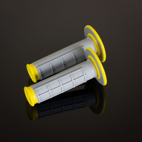 RENTHAL MANETKI MX DUAL COMPOUND DIAMONT YELLOW WAFF, DWUSKŁADNIKOWE KOLOR SZARY/ŻÓŁTY RENTHAL MANETKI MX DUAL COMPOUND DIAMONT YELLOW WAFF, DWUSKŁADNIKOWE KOLOR SZARY/ŻÓŁTY