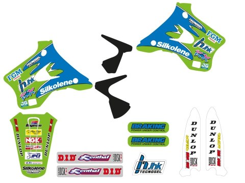 BLACKBIRD KOMPLET NAKLEJEK (OKLEIN) KAWASAKI KX 125/250 '94-'98 REPLICA TEAM KAWASAKI 1994 BLACKBIRD KOMPLET NAKLEJEK (OKLEIN) KAWASAKI KX 125/250 '94-'98 REPLICA TEAM KAWASAKI 1994