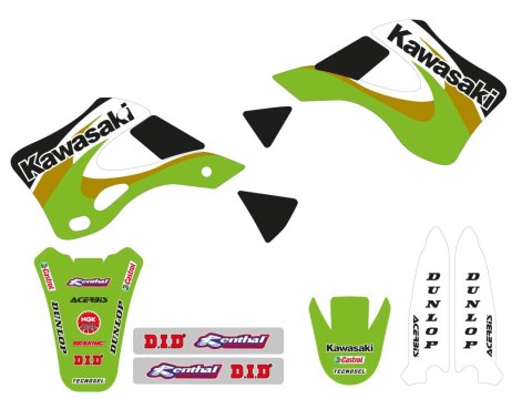 TECNOSEL (BLACKBIRD) KOMPLET NAKLEJEK (OKLEIN) KAWASAKI KX 125/250 '99-'02, REPLICA OEM KAWASAKI '00 KOLOR ZIELONY/CZARNY TECNOSEL (BLACKBIRD) KOMPLET NAKLEJEK (OKLEIN) KAWASAKI KX 125/250 '99-'02, REPLICA OEM KAWASAKI '00 KOLOR ZIELONY/CZARNY