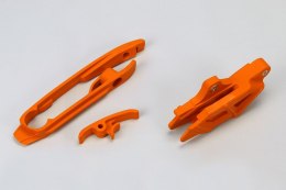 UFO KOMPLET ŚLIZG (MAŁY I DUŻY) + PROWADNICA ŁAŃCUCHA KTM SX 125/150/250, SX-F 250/350/450 '11-15, SX 250 '16, KOLOR POMARAŃCZOW