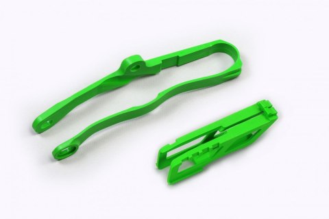 UFO KOMPLET ŚLIZG + PROWADNICA ŁAŃCUCHA KAWASAKI KXF 250 '21-'25, KXF 450 '19-'25 KOLOR ZIELONY UFO KOMPLET ŚLIZG + PROWADNICA ŁAŃCUCHA KAWASAKI KXF 250 '21-'25, KXF 450 '19-'25 KOLOR ZIELONY
