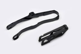 UFO KOMPLET ŚLIZG + PROWADNICA ŁAŃCUCHA KAWASAKI KXF 250 '21-'25, KXF 450 '19-'25 KOLOR CZARNY
