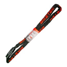 BIKETEC ŁAŃCUCH CP 1,5M, OCZKO 8MM, ZAMEK SZYFROWY 5 CYFROWY, CZARNA OTULINA