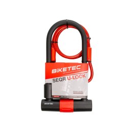 BIKETEC ZABEZPIECZENIE U-LOCK Z LINKĄ ROZMIAR: LINKA 10MM, 1,2M Z KŁÓDKA 180MM X 320MM, 3KLUCZE, JARZMO 16MM