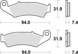 TRW ZF KLOCKI HAMULCOWE KH125 SPIEK METALICZNY SINTER OFFROAD (WYCZYNOWE) HONDA CR 125 / 250 87-94, NX / XR 250 88-95, CR 500 87