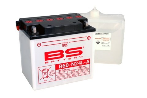 BS AKUMULATOR B60-N24L-A (Y60-N24L-A) 12V 28AH 184X124X175 OBSŁUGOWY - ELEKTROLIT OSOBNO 280A (2) UE2019/1148 BS AKUMULATOR B60-N24L-A (Y60-N24L-A) 12V 28AH 184X124X175 OBSŁUGOWY - ELEKTROLIT OSOBNO 280A (2) UE2019/1148