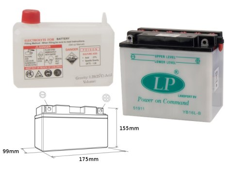 LANDPORT AKUMULATOR YB16L-B (MD LB16L-B) 12V 19AH 175X100X155 OBSŁUGOWY - ELEKTROLIT OSOBNO (2) UE2019/1148 LANDPORT AKUMULATOR YB16L-B (MD LB16L-B) 12V 19AH 175X100X155 OBSŁUGOWY - ELEKTROLIT OSOBNO (2) UE2019/1148