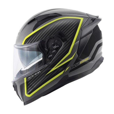 KAPPA KASK KV52 KRONOS INTEGRALNY Z BLENDĄ KOLOR TYTANOWY CZARNY ŻÓŁTY FLUO MAT CARBON LOOK ROZMIAR 56 / S (HOMOLOGACJA ECE 22R0